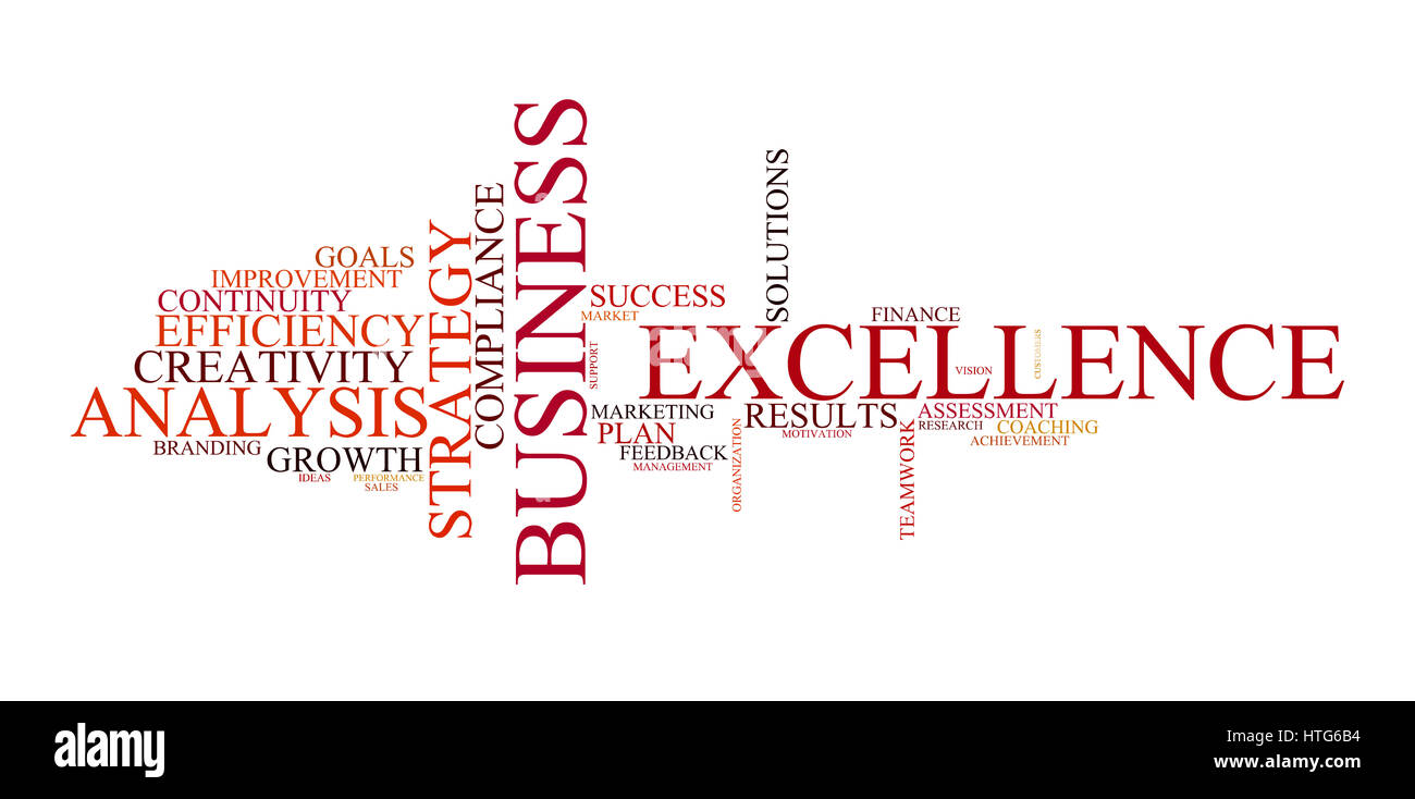 Word cloud per il business, analisi e strategia Foto Stock