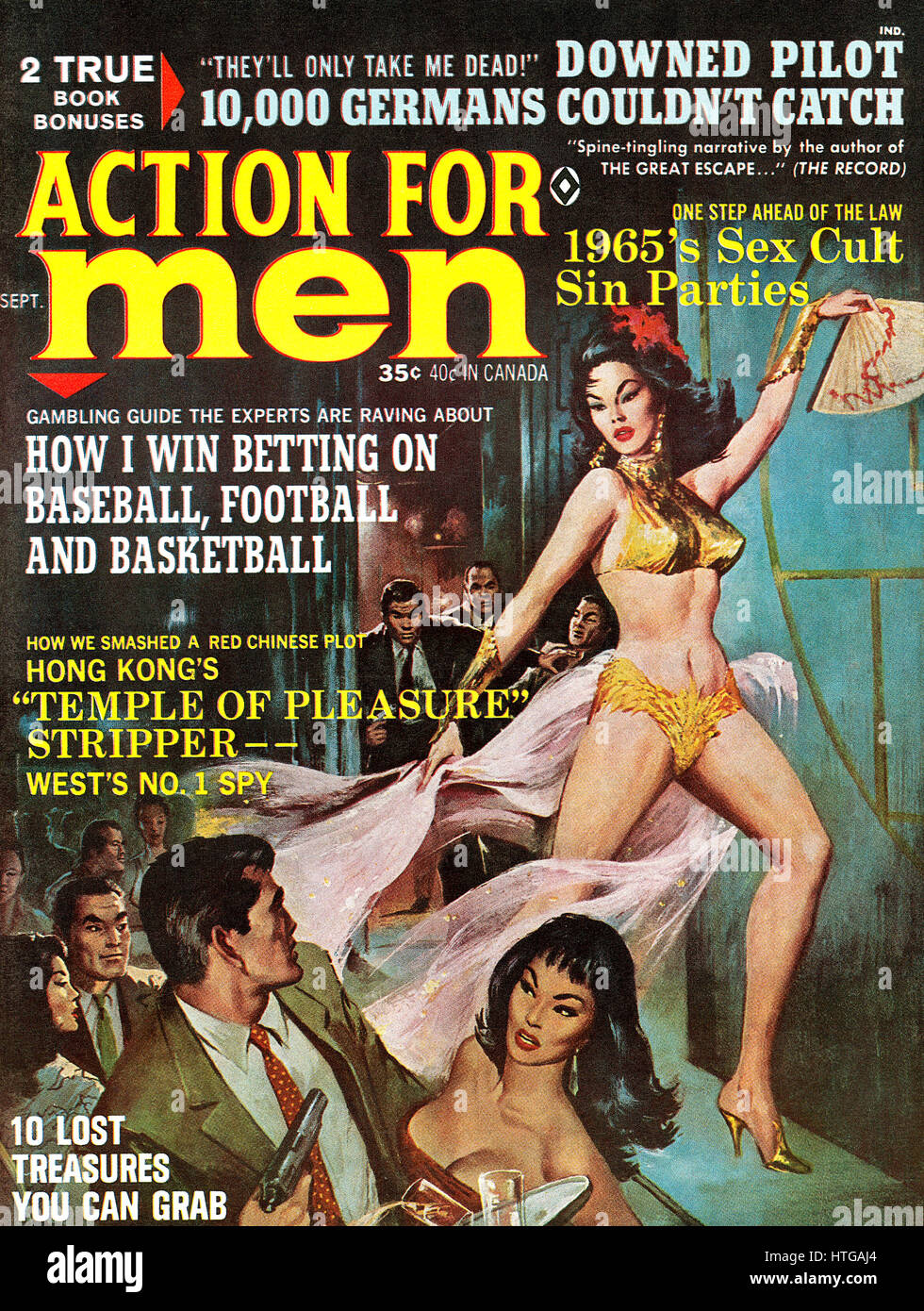 Coperchio anteriore del gennaio 1968 Rilascio di azione per gli uomini rivista, con un coperchio da Charles Copeland. Foto Stock