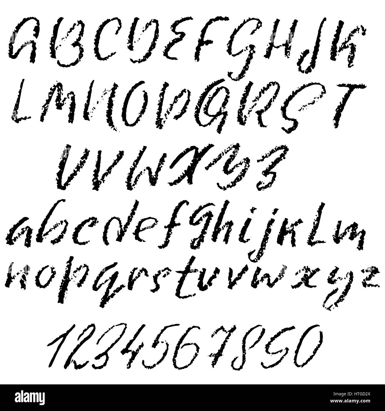 Vettore manoscritta conta font. Imitazione texture di Chalk. Moderno disegnato a mano alfabeto. Isolate le lettere. Illustrazione Vettoriale