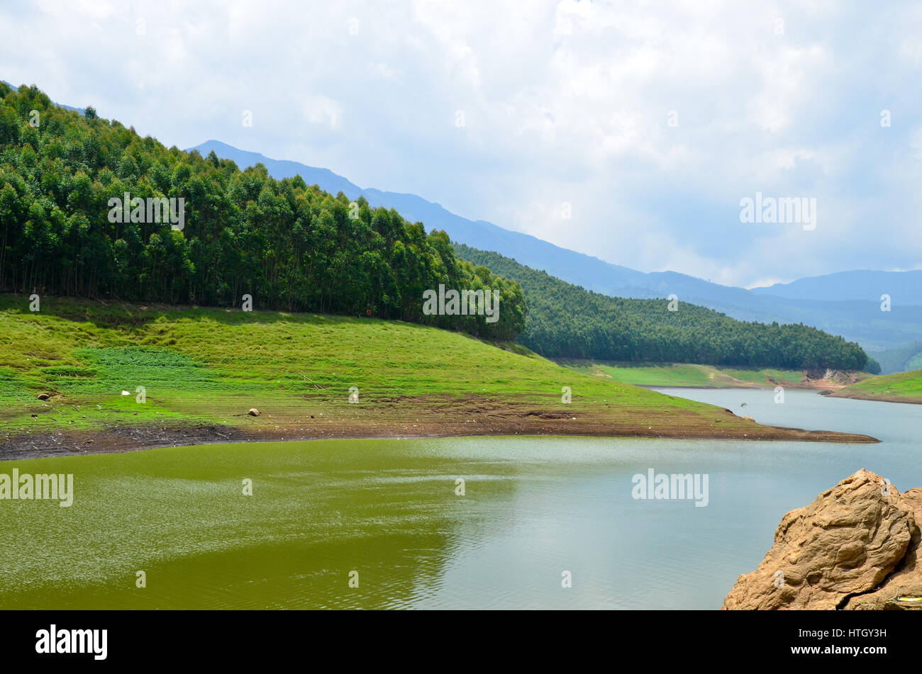 Pittoreschi monti e flussi di Munnar Kerala, India sono una destinazione di vacanza, specialmente durante la stagione estiva Foto Stock