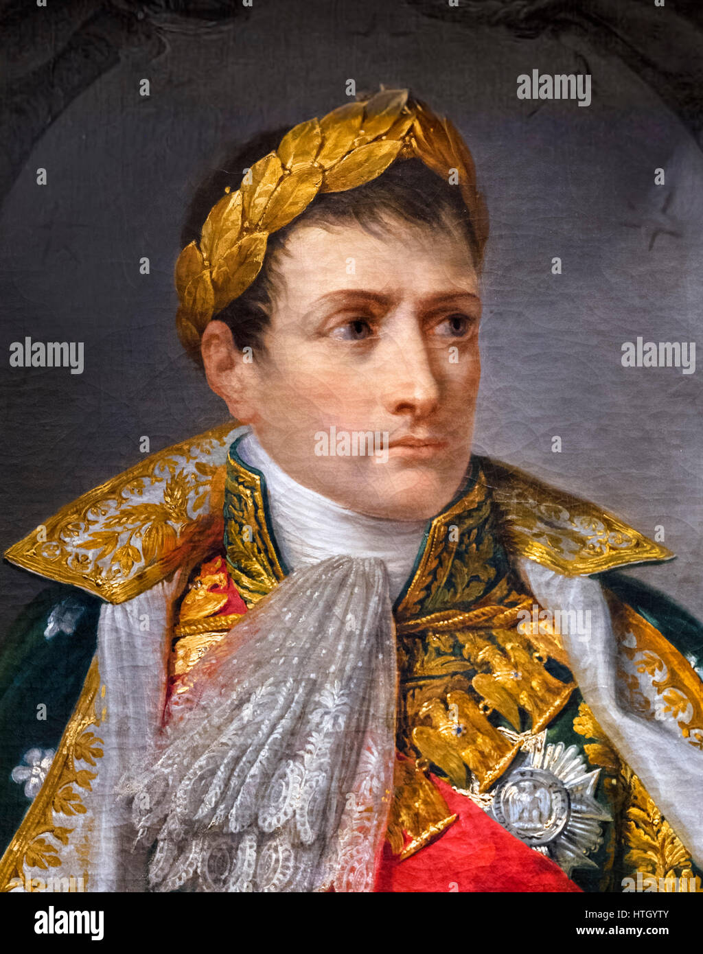 Napoleone Bonaparte come re d'Italia da Andrea Appiani, olio su tela, 1805. Dettaglio di un dipinto di grandi dimensioni, HTGYTX. Foto Stock