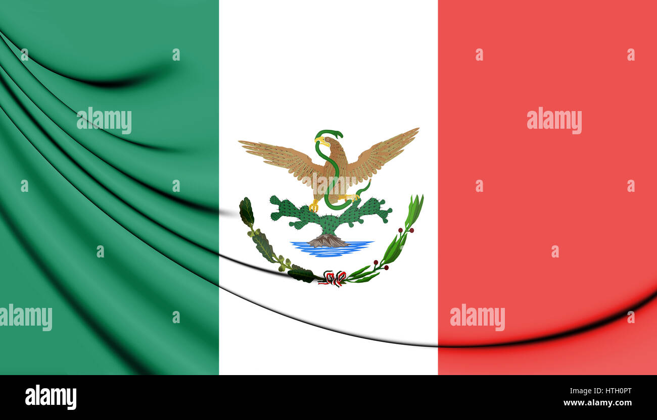 3D Bandiera del Messico (1893-1916). 3D'illustrazione. Foto Stock