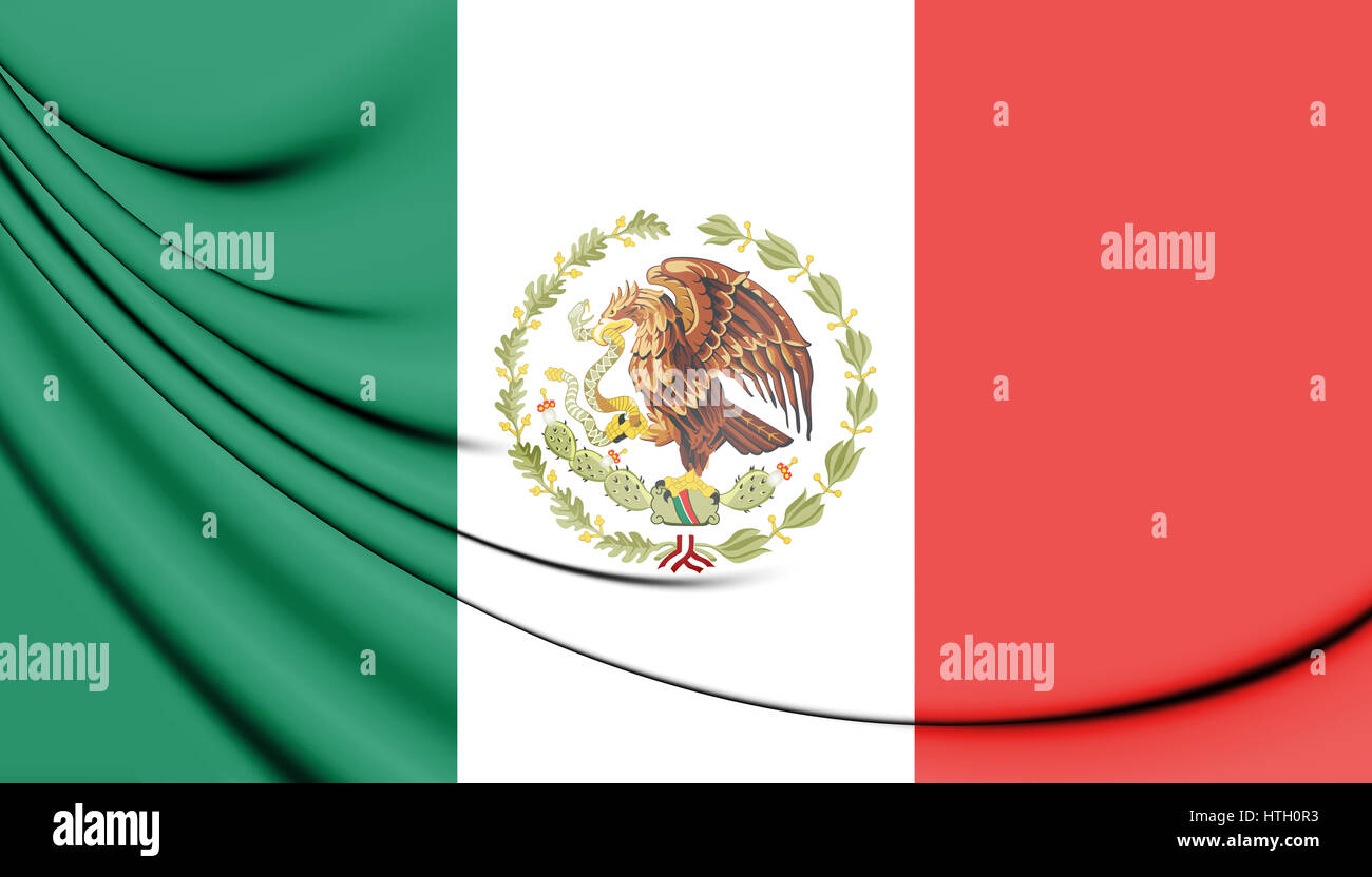 3D Bandiera del Messico (1934-1968). 3D'illustrazione. Foto Stock