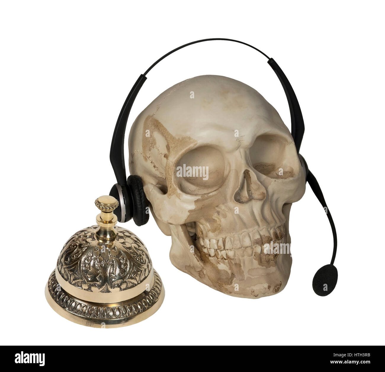 Cranio con microfono audio e campana di servizio - percorso incluso Foto Stock