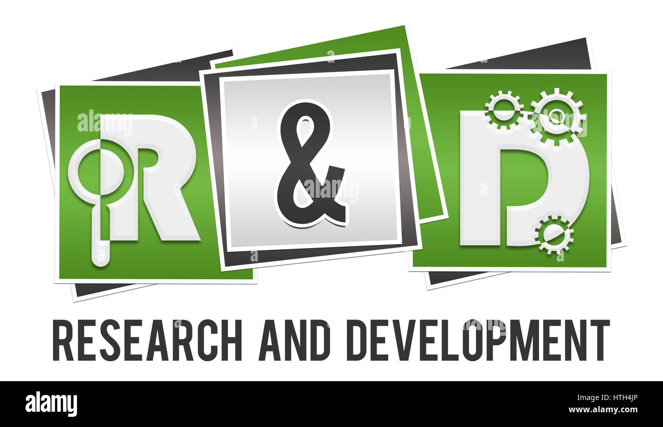 R e D verde blocchi grigi Foto Stock