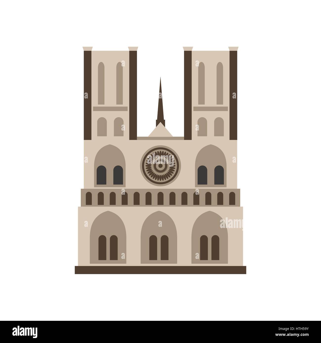Norte Dame, icona di Parigi, di tipo piatto Illustrazione Vettoriale