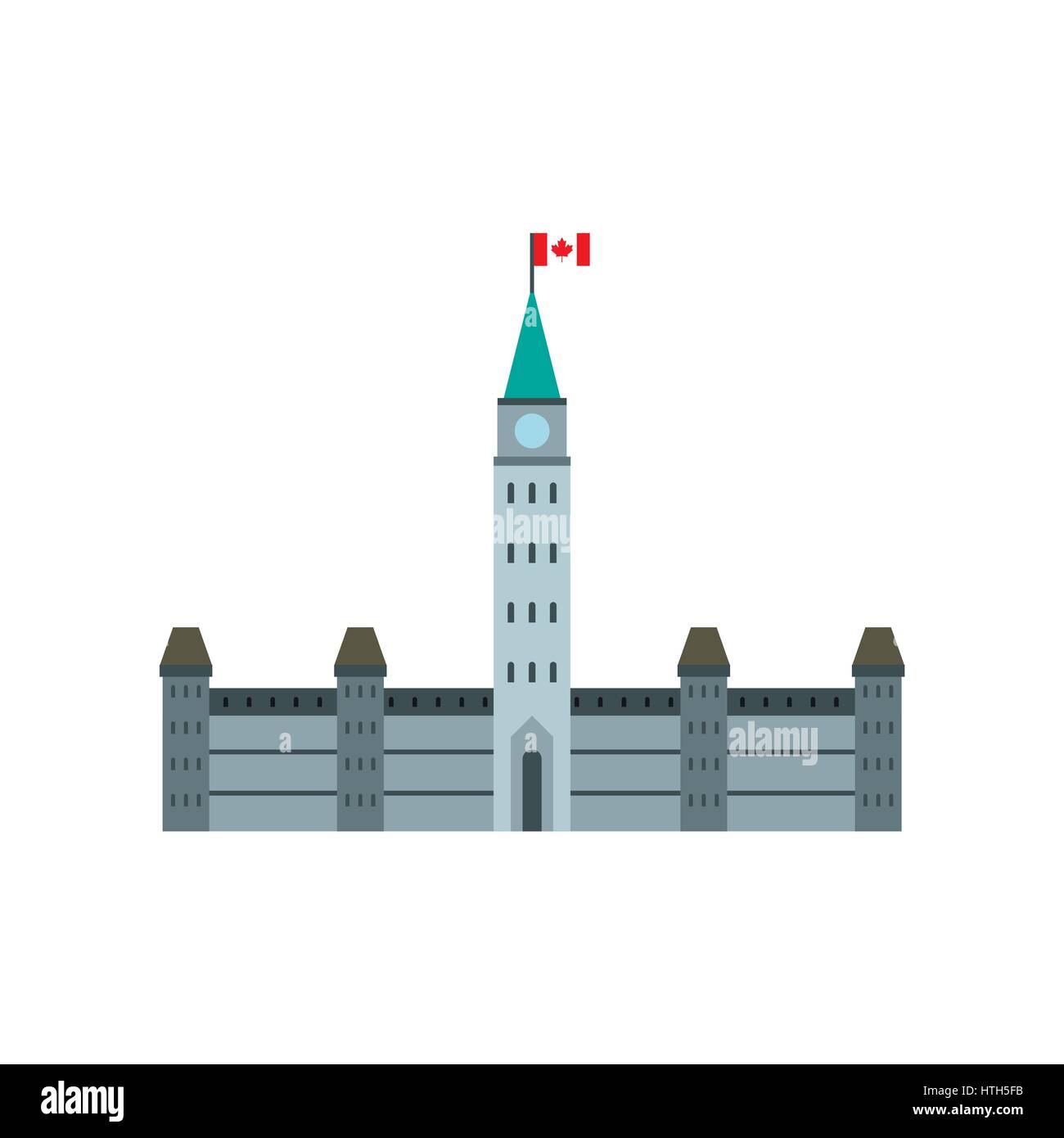 Gli edifici del Parlamento europeo, icona di Ottawa, stile piatto Illustrazione Vettoriale