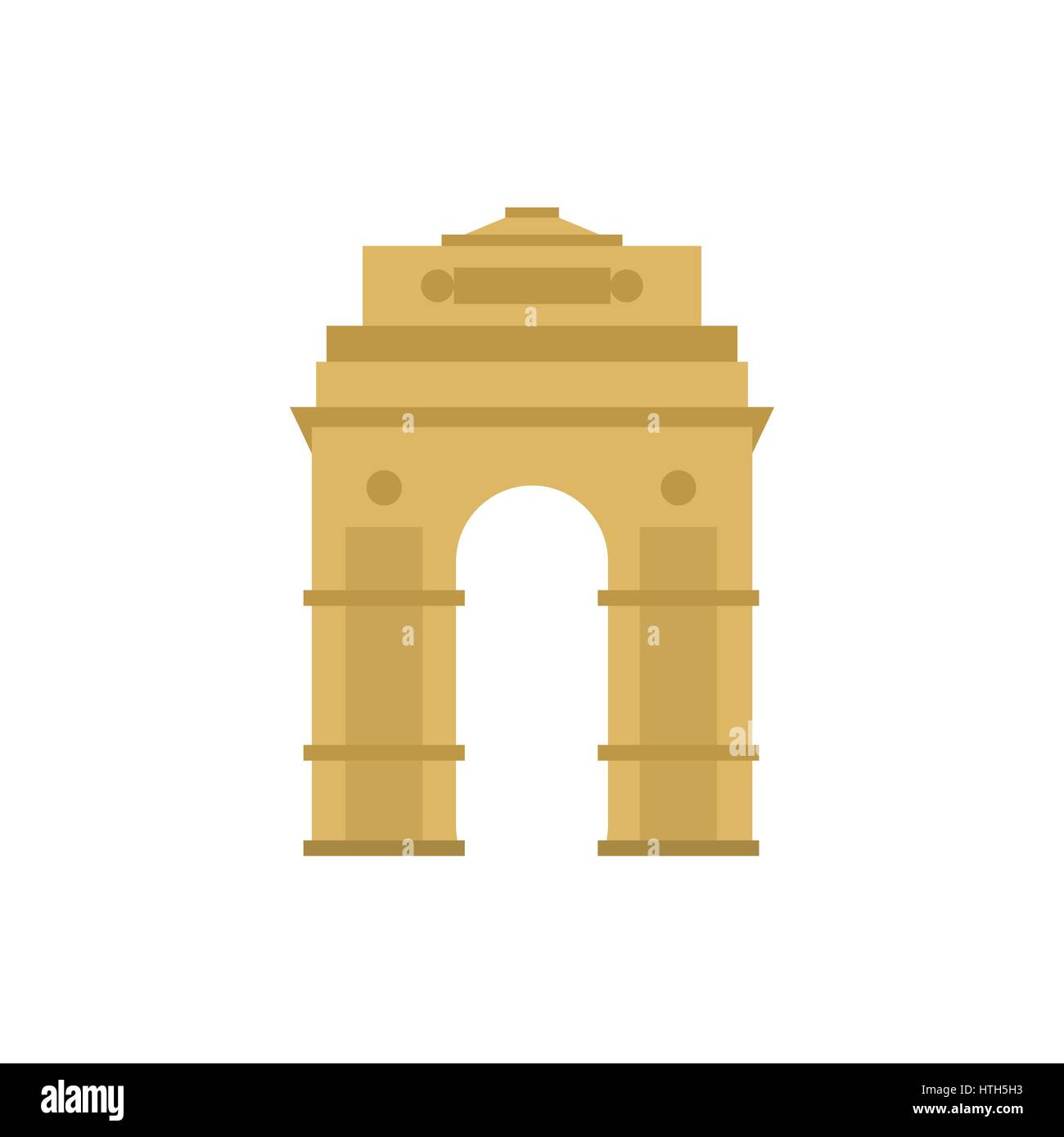 India Gate New Delhi, India icona, stile piatto Illustrazione Vettoriale