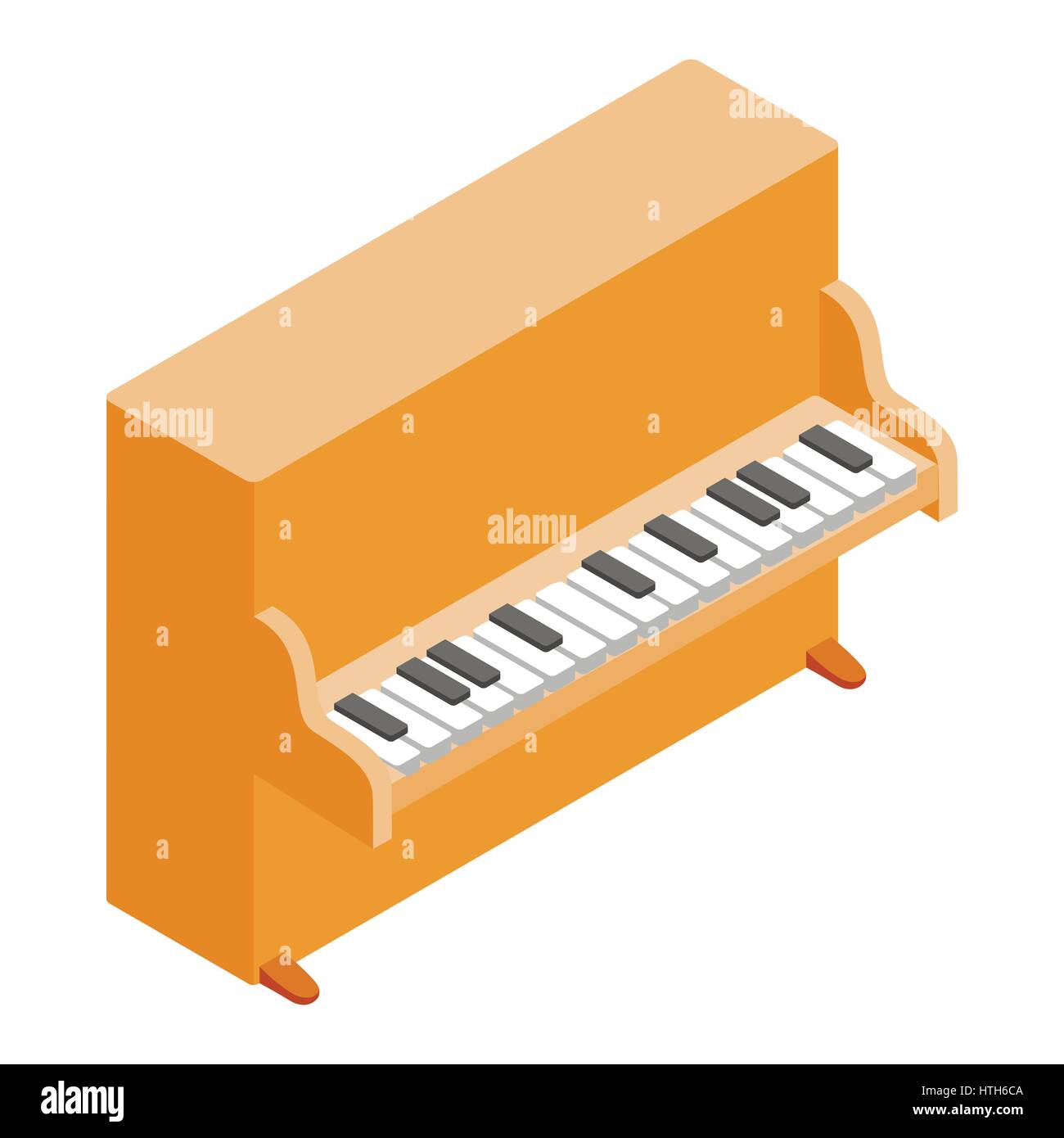 Brown pianoforte verticale icona isometrica 3d style Illustrazione Vettoriale