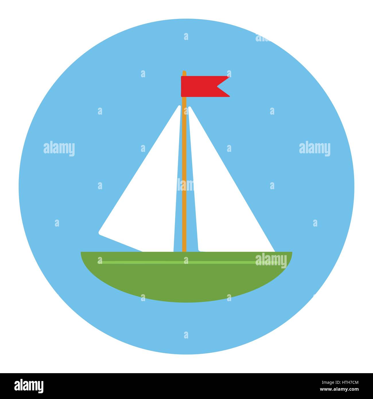 Nave a vela icona, stile piatto Illustrazione Vettoriale