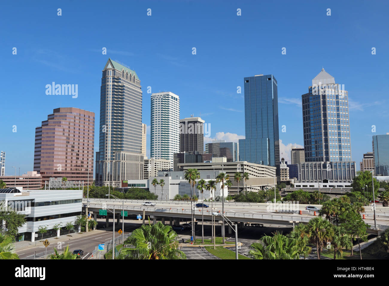 Skyline di Tampa, Florida con grattacieli ed edifici per uffici Foto Stock