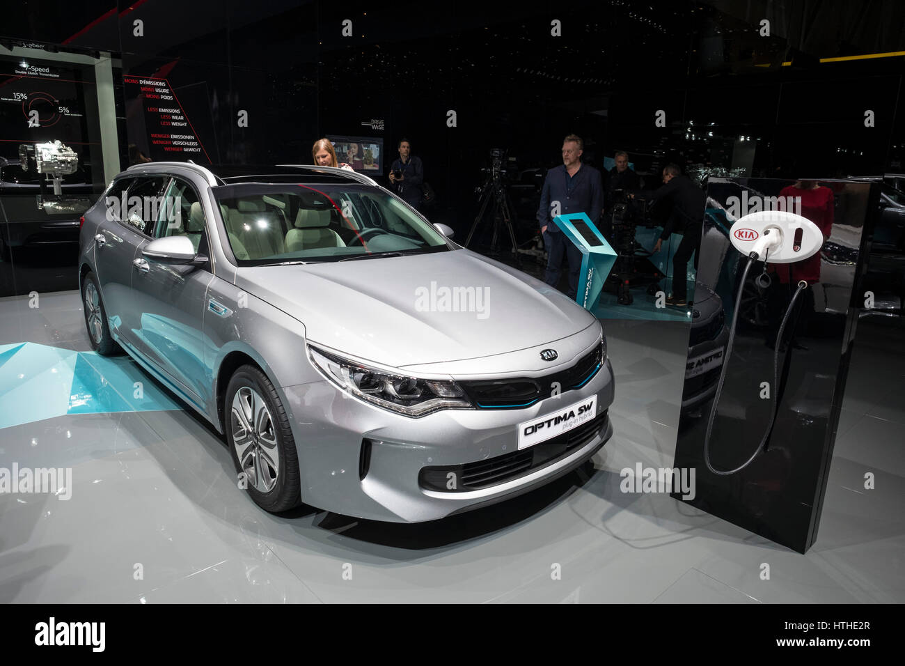 Kia Optima SW plug-in auto elettrica a 87th Geneva International Motor Show di Ginevra Svizzera 2017 Foto Stock