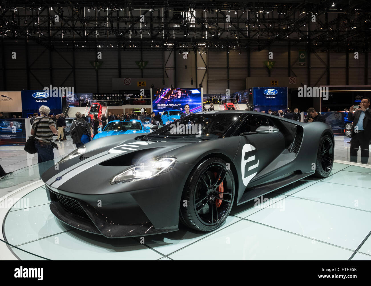 Nuova Ford GT 66 edizione del patrimonio a 87th Geneva International Motor Show di Ginevra Svizzera 2017 Foto Stock