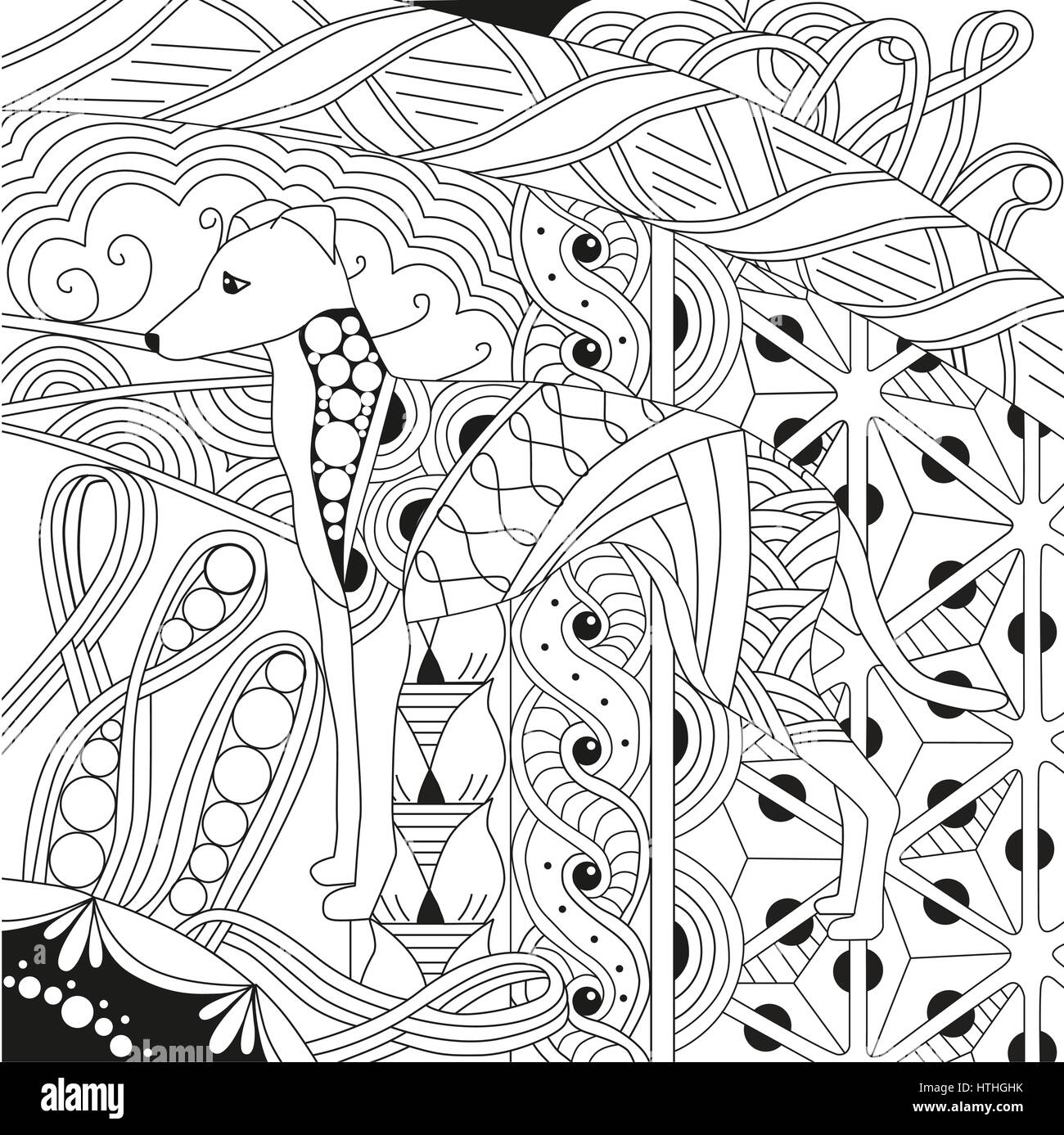 Zentangle cane stilizzato. Disegnata a mano in pizzo illustrazione vettoriale Illustrazione Vettoriale