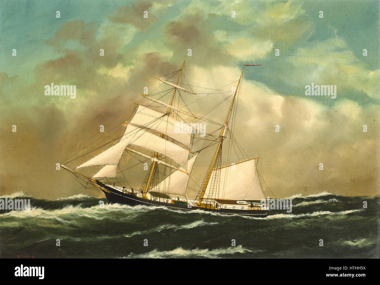 William P. Stubbs - Un Brigantino mercantile sotto vela abbreviato Foto Stock