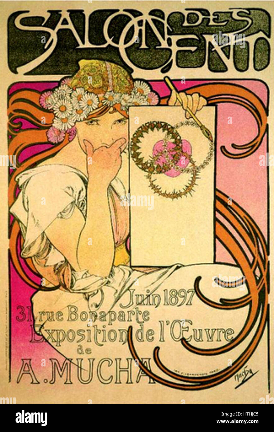 Mucha poster per Salon des Cents exhibition Giugno 1897 Foto Stock