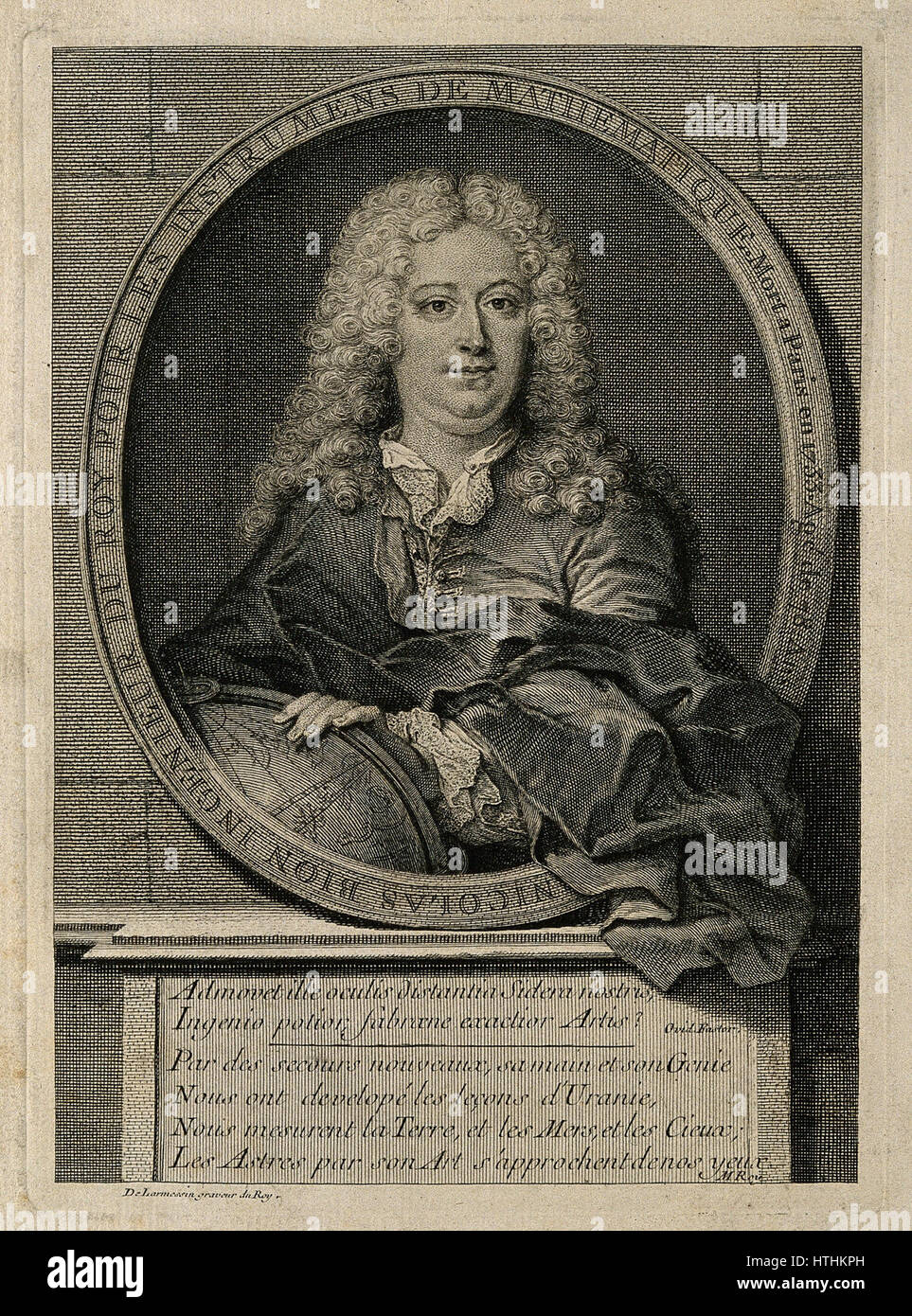 Questa incisione di Nicolas Bion, incisa da N. de Larmessin, mette in mostra l'esperienza di Bion nell'illustrazione scientifica. L'opera presenta dettagli complessi relativi agli strumenti scientifici, che riflettono i progressi scientifici del tempo. Foto Stock