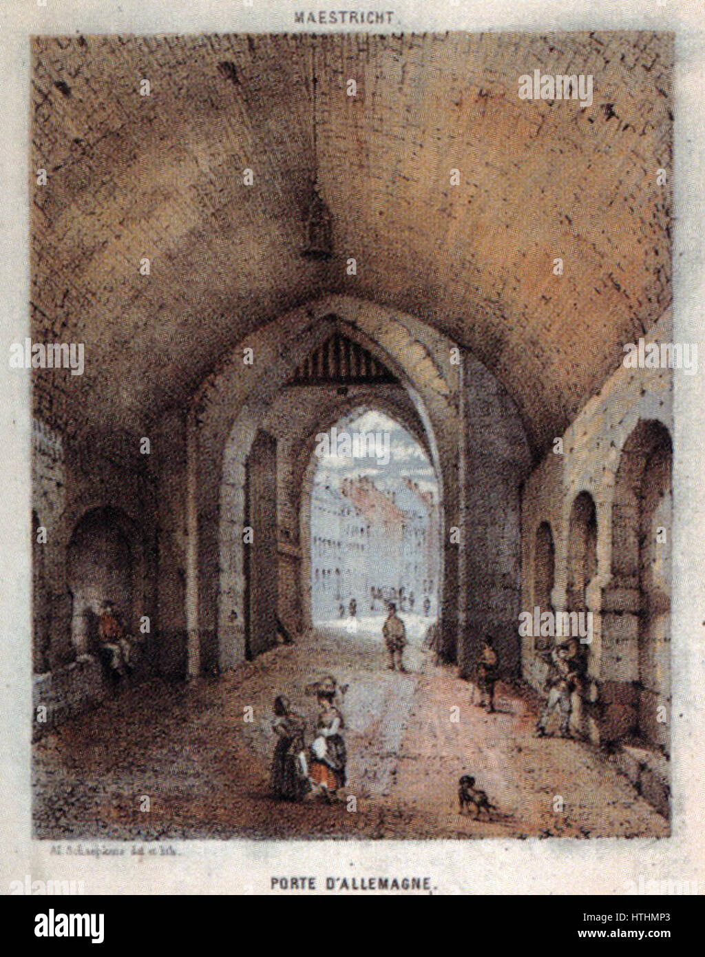 Maastricht, Duitse Poort (un Schaepkens, ca 1860-70) Foto Stock