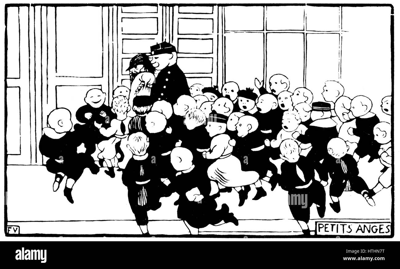 "Les Petits Anges" (1894) è un dipinto raffigurante figure cherubiche con elementi morbidi e angelici. La composizione si concentra sull'innocenza e la purezza dei soggetti, con colori chiari e pastello utilizzati per trasmettere un'atmosfera serena e celeste. Il dipinto è emblematico dell'arte francese del tardo XIX secolo, sottolineando delicata bellezza e temi spirituali. Foto Stock