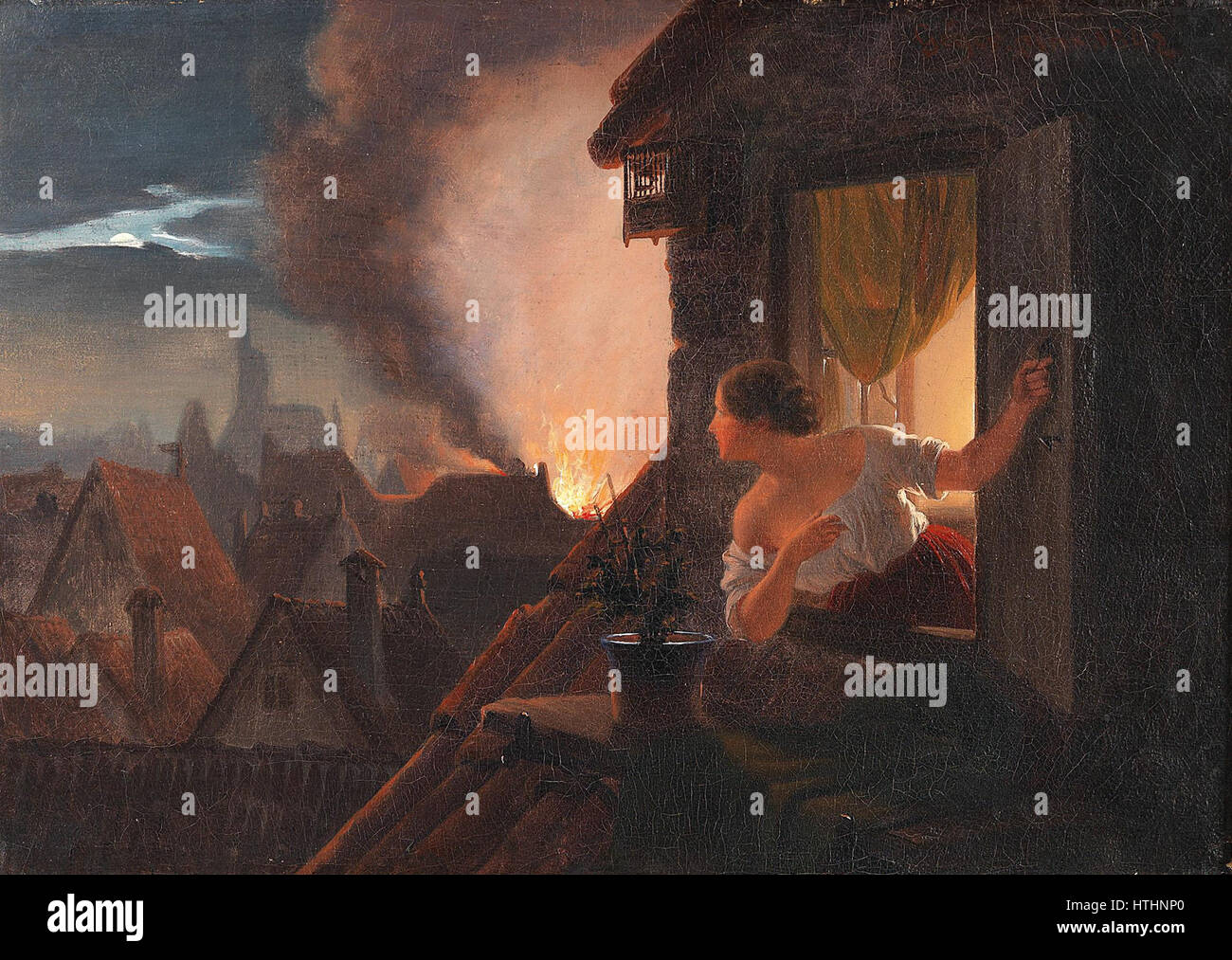 Johann Geyer Ein Haus brennt 1842 Foto Stock