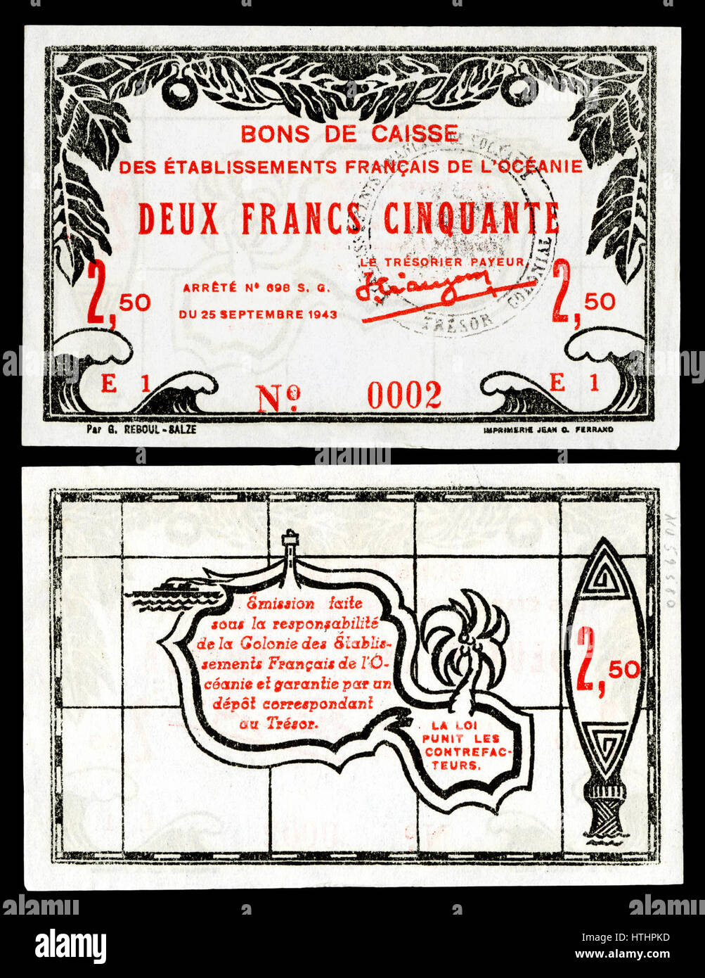 FRE-OCE-13-Oceania Francese-2 franchi 50 centesimi (1943) Foto Stock