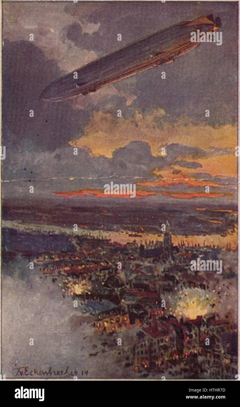Zeppelin bombardamento Antwerpen Foto Stock