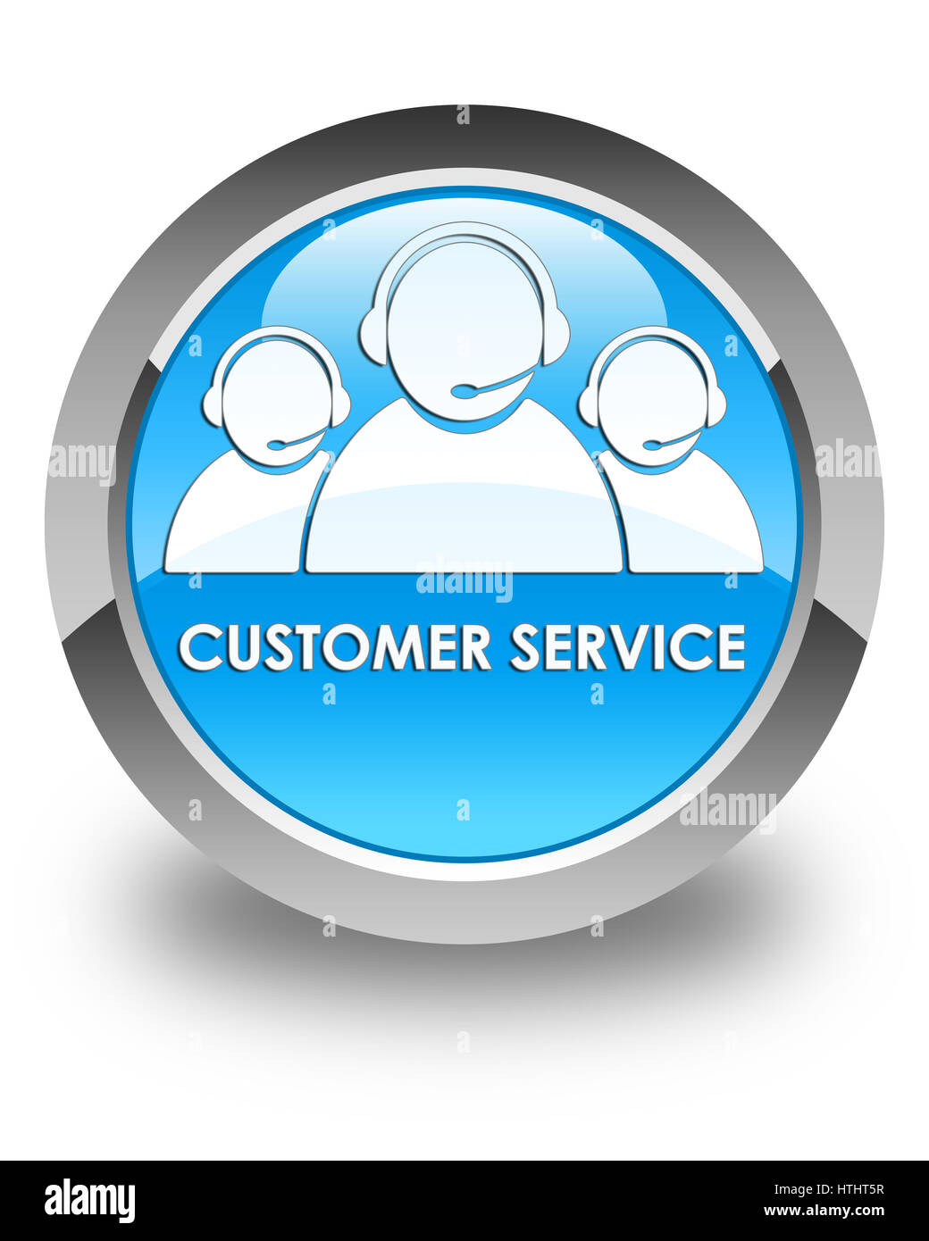 Servizio clienti (l'icona della squadra) isolati su lucido blu ciano pulsante rotondo illustrazione astratta Foto Stock