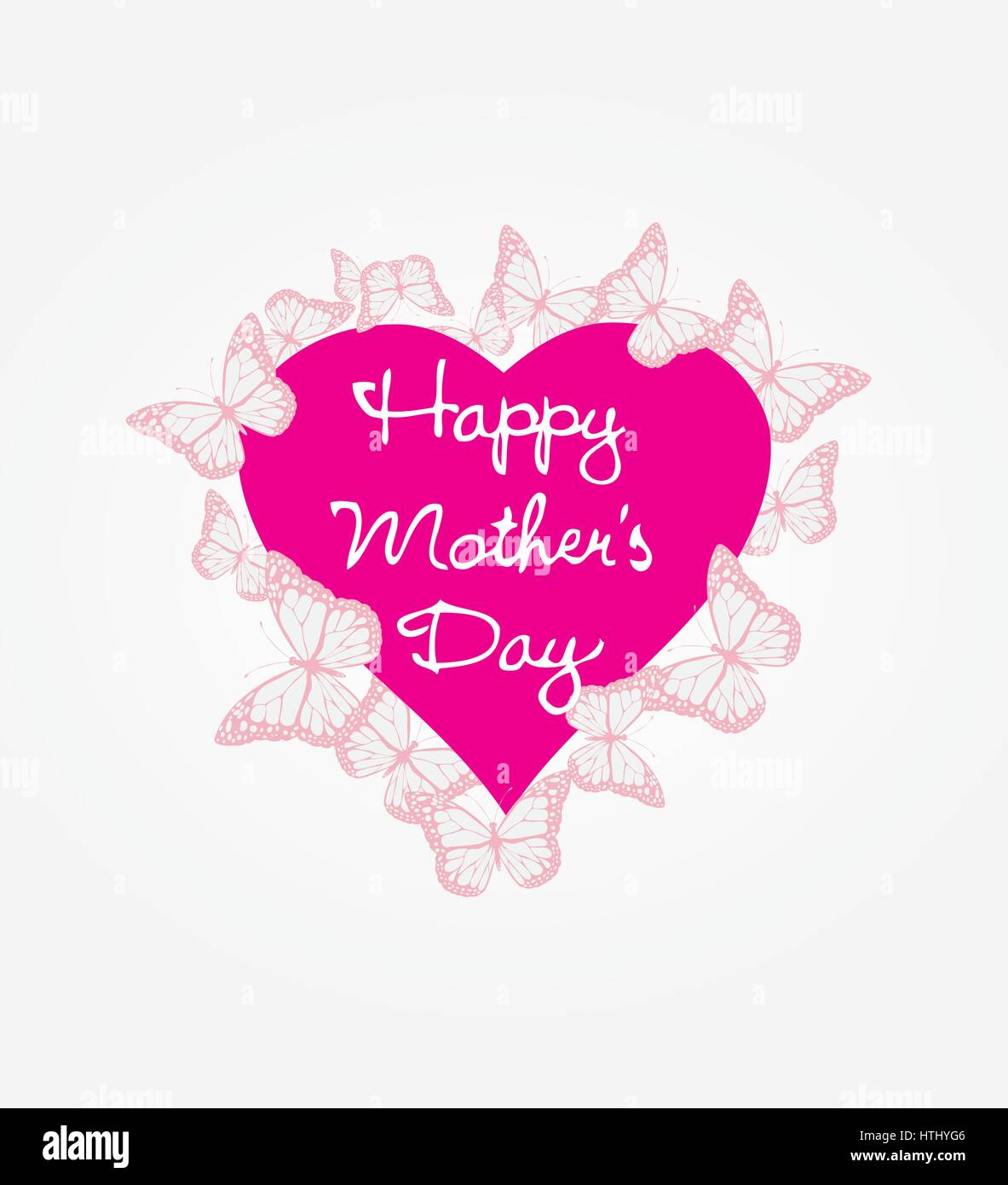 Illustrazione vettoriale di cuore e farfalle vintage giornata della madre card Illustrazione Vettoriale