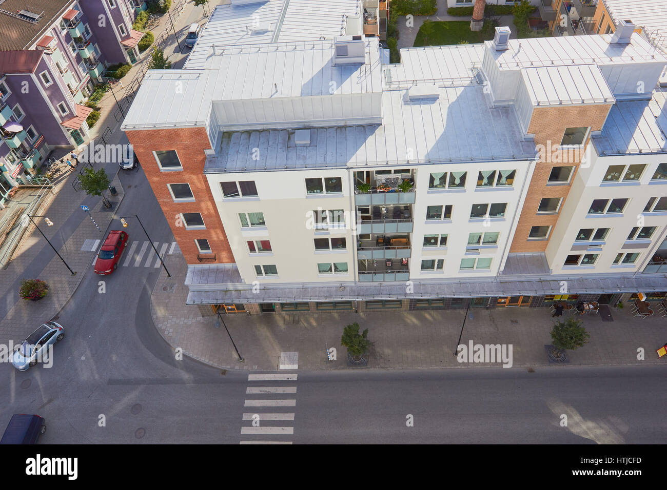 Sobborgo di Upplands Vasby dal di sopra, Stoccolma, Svezia e Scandinavia Foto Stock