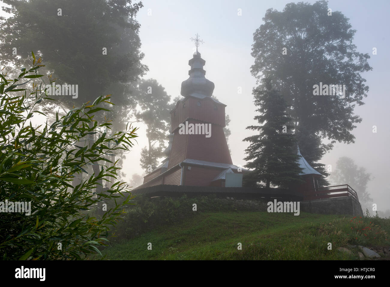 Chiesa greco-cattolica di San Giovanni Evangelista in Muszynka, Malopolska, Polonia, l'Europa. Foto Stock