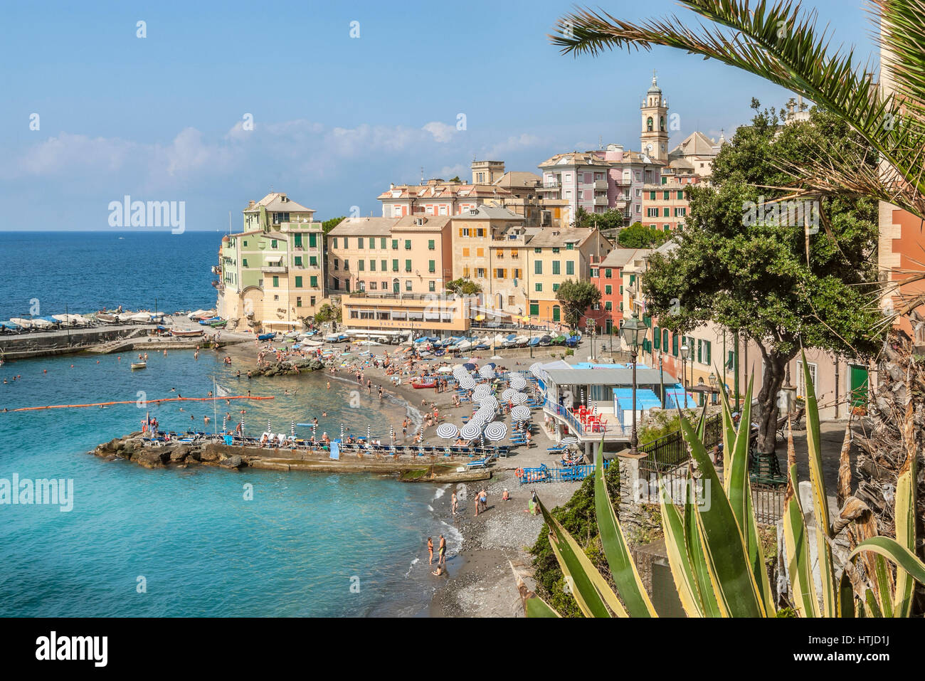 Vista panoramica a Bogliasco, Rivera di Levante Liguria, Nord Ovest Italia Foto Stock