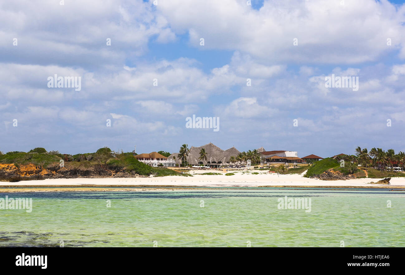 Vista sulla spiaggia. Watamu, Kenya. Foto Stock