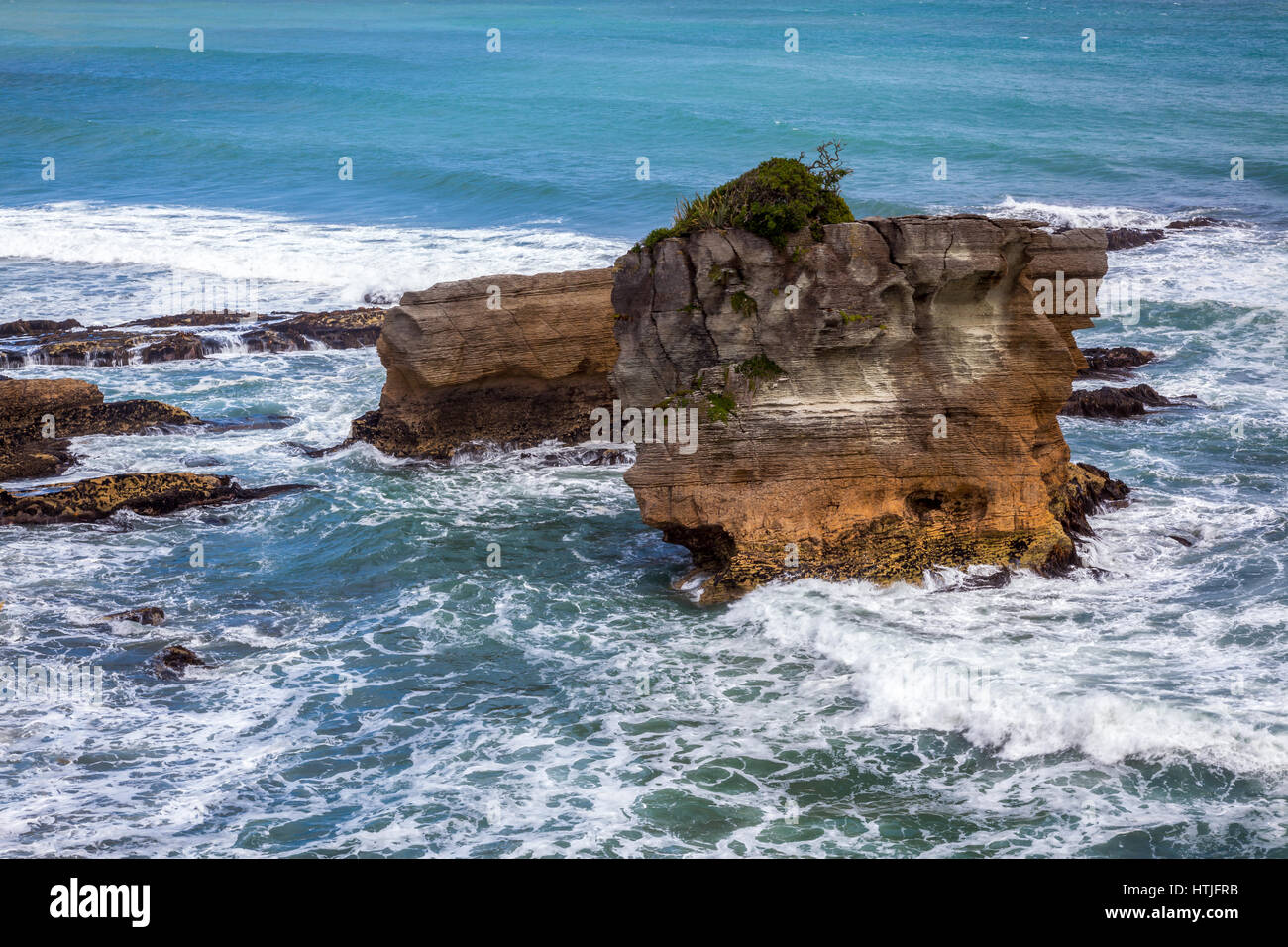 Pancake rocce vicino Punakaiki Foto Stock