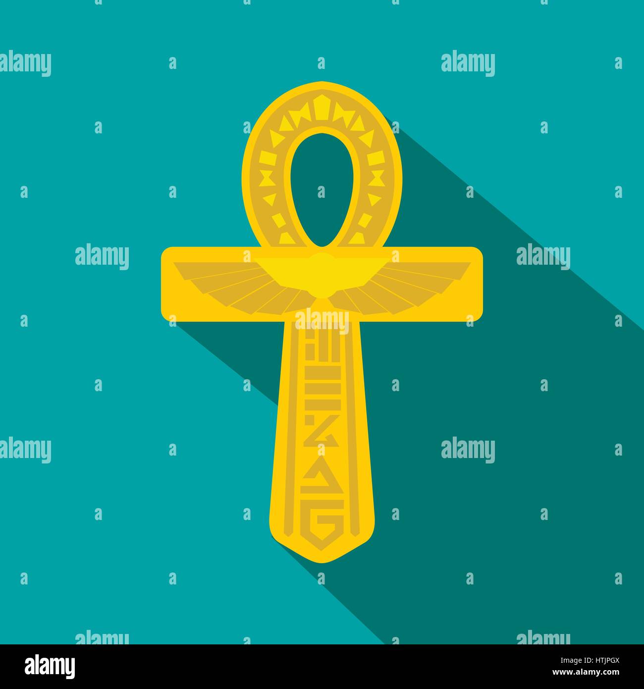 Oro Ankh Egitto icona, stile piatto Illustrazione Vettoriale