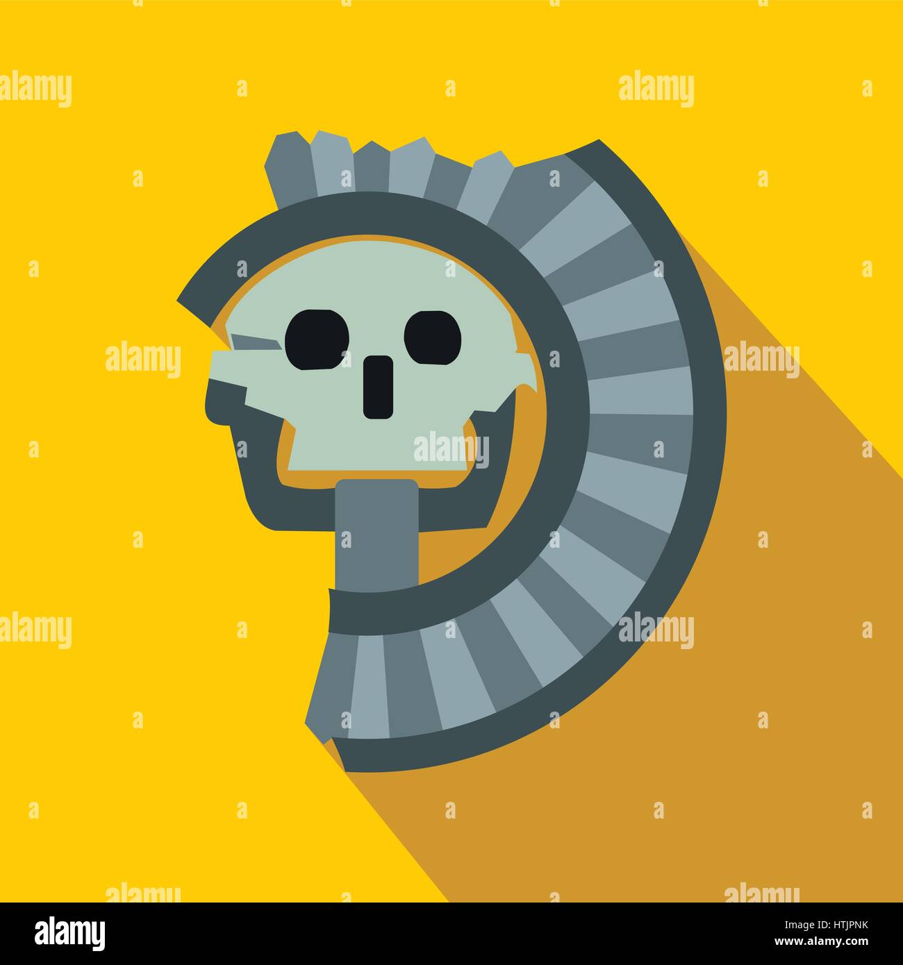 Cranio il dio della morte degli Aztechi icona, stile piatto Illustrazione Vettoriale