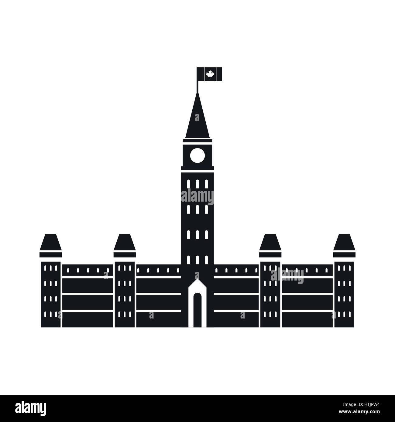 Gli edifici del Parlamento europeo, icona di Ottawa, stile semplice Illustrazione Vettoriale