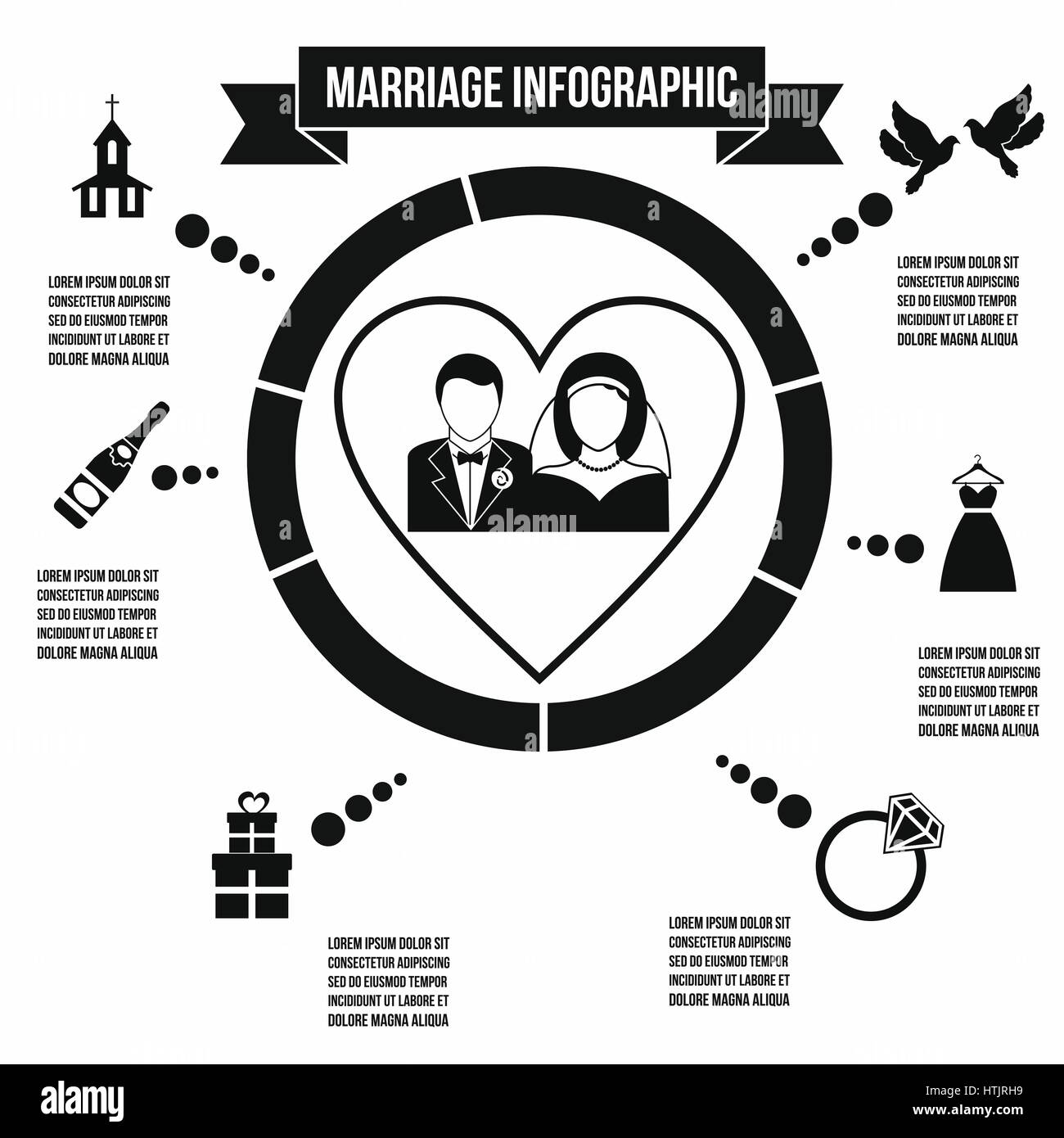 Matrimonio matrimonio una infografica Illustrazione Vettoriale