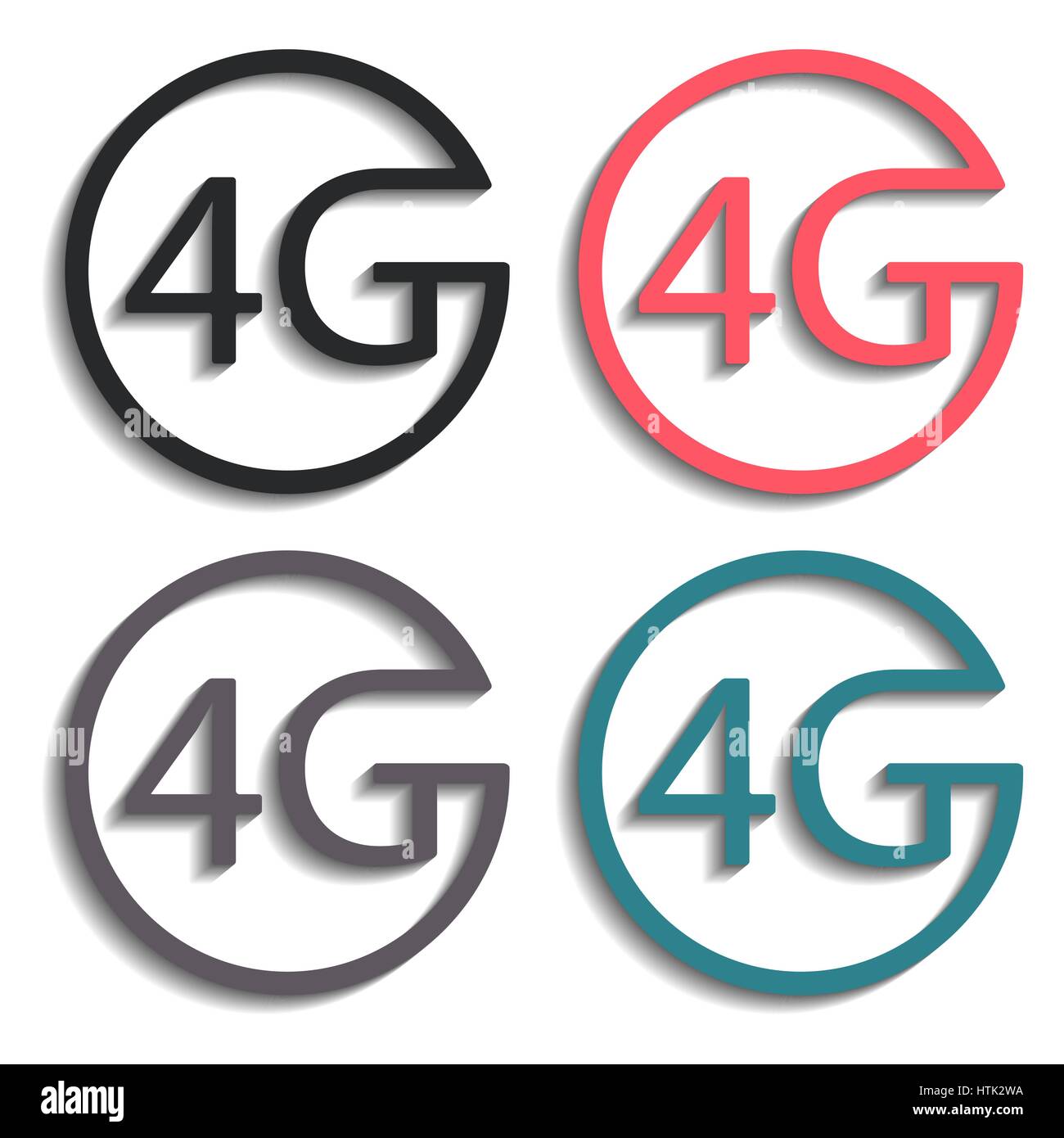 Set di quattro coloratissimi icone di stile 4g, illustrazione vettoriale Illustrazione Vettoriale