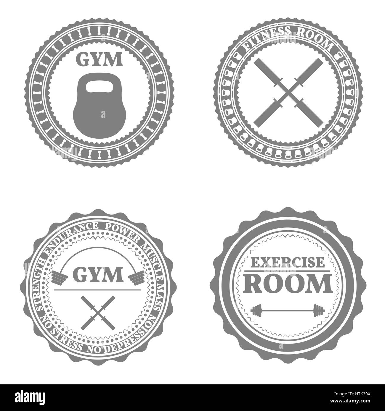 Set di quattro sport emblemi, etichette, loghi ed elementi di design in stile retrò, parte uno, illustrazione vettoriale. Illustrazione Vettoriale
