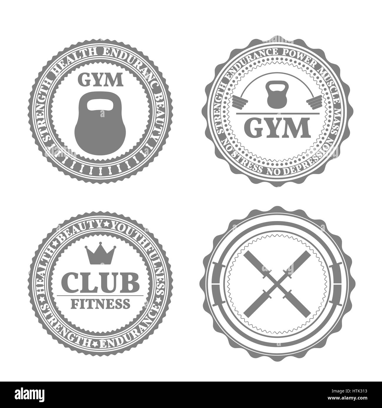 Set di quattro sport emblemi, etichette, loghi ed elementi di design in stile retrò, parte due, illustrazione vettoriale. Illustrazione Vettoriale