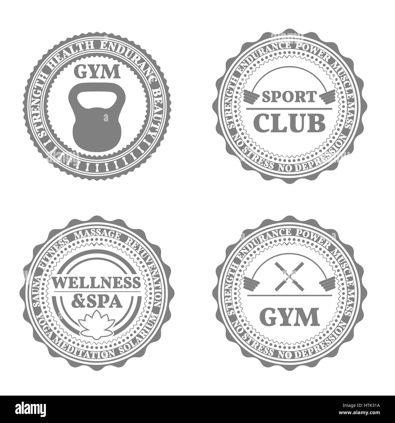 Set di quattro sport emblemi, etichette, loghi ed elementi di design in stile retrò, parte tre, illustrazione vettoriale. Illustrazione Vettoriale