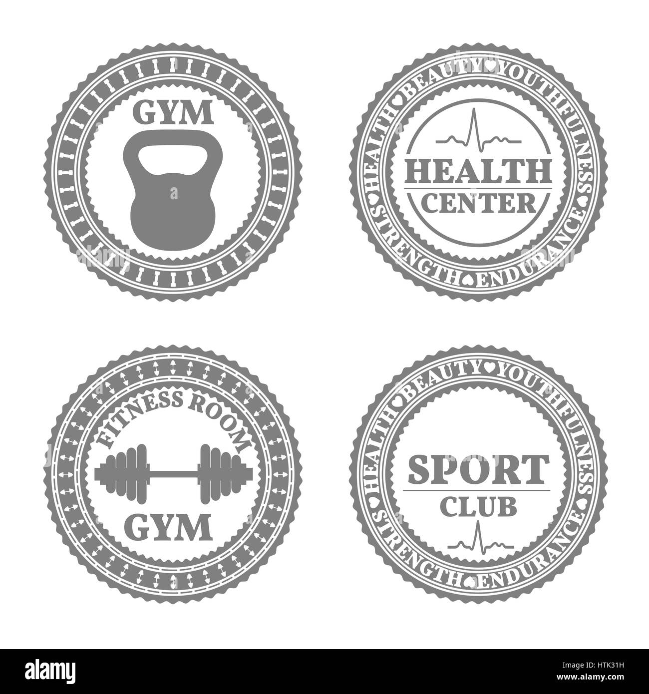 Set di quattro sport emblemi, etichette, loghi ed elementi di design in stile retrò parte del quinto, illustrazione vettoriale Illustrazione Vettoriale