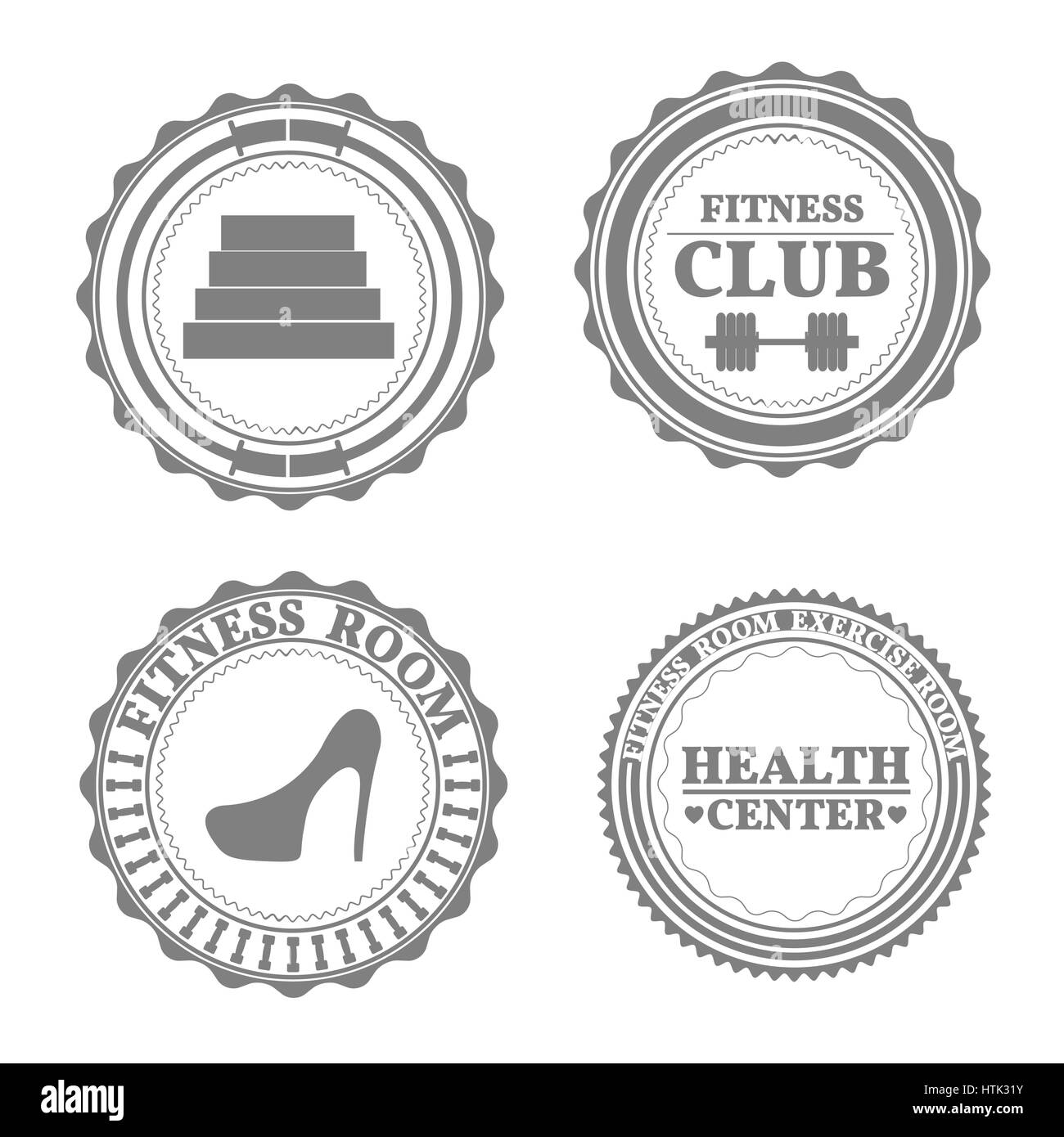 Set di quattro sport emblemi, etichette, loghi ed elementi di design in stile retrò parte del sesto, illustrazione vettoriale Illustrazione Vettoriale