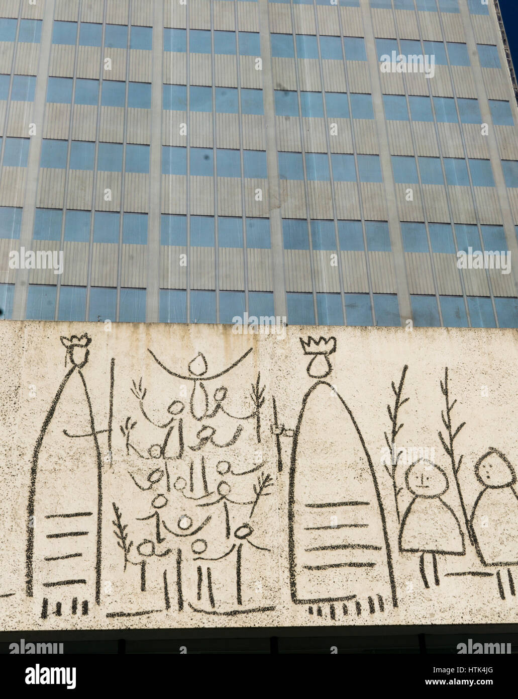 Collegio degli architetti di Barcellona,murale di Picasso, la Catalogna, Spagna. Foto Stock