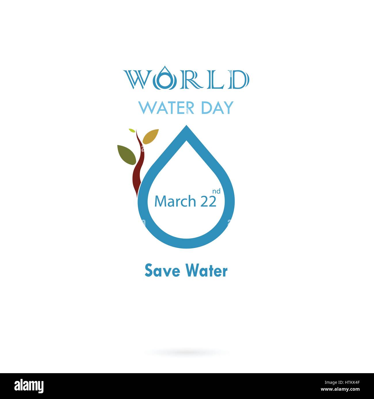 Goccia di acqua con piccolo albero vettore icona logo design template.Giornata mondiale dell'acqua idea campagna per il biglietto di auguri e di poster.illustrazione vettoriale Illustrazione Vettoriale