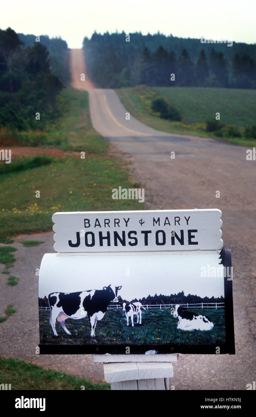 Casella di posta su una strada di campagna in Prince Edward Island in Canada Foto Stock