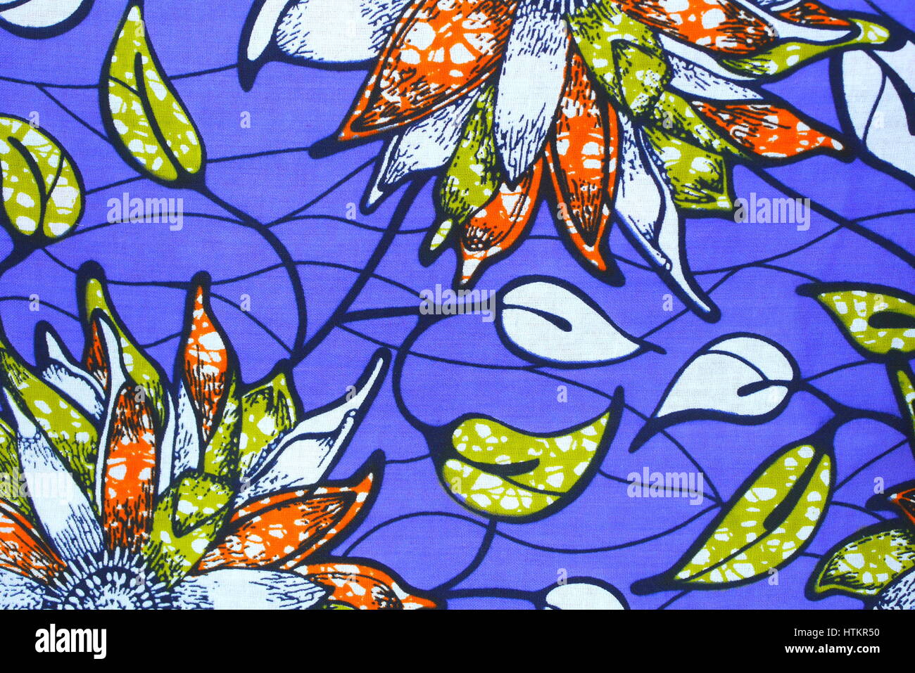 Tanzania kitenge modellato di tessuto, la stampa è eseguita tramite una tradizionale tecnica di batik. Foto Stock