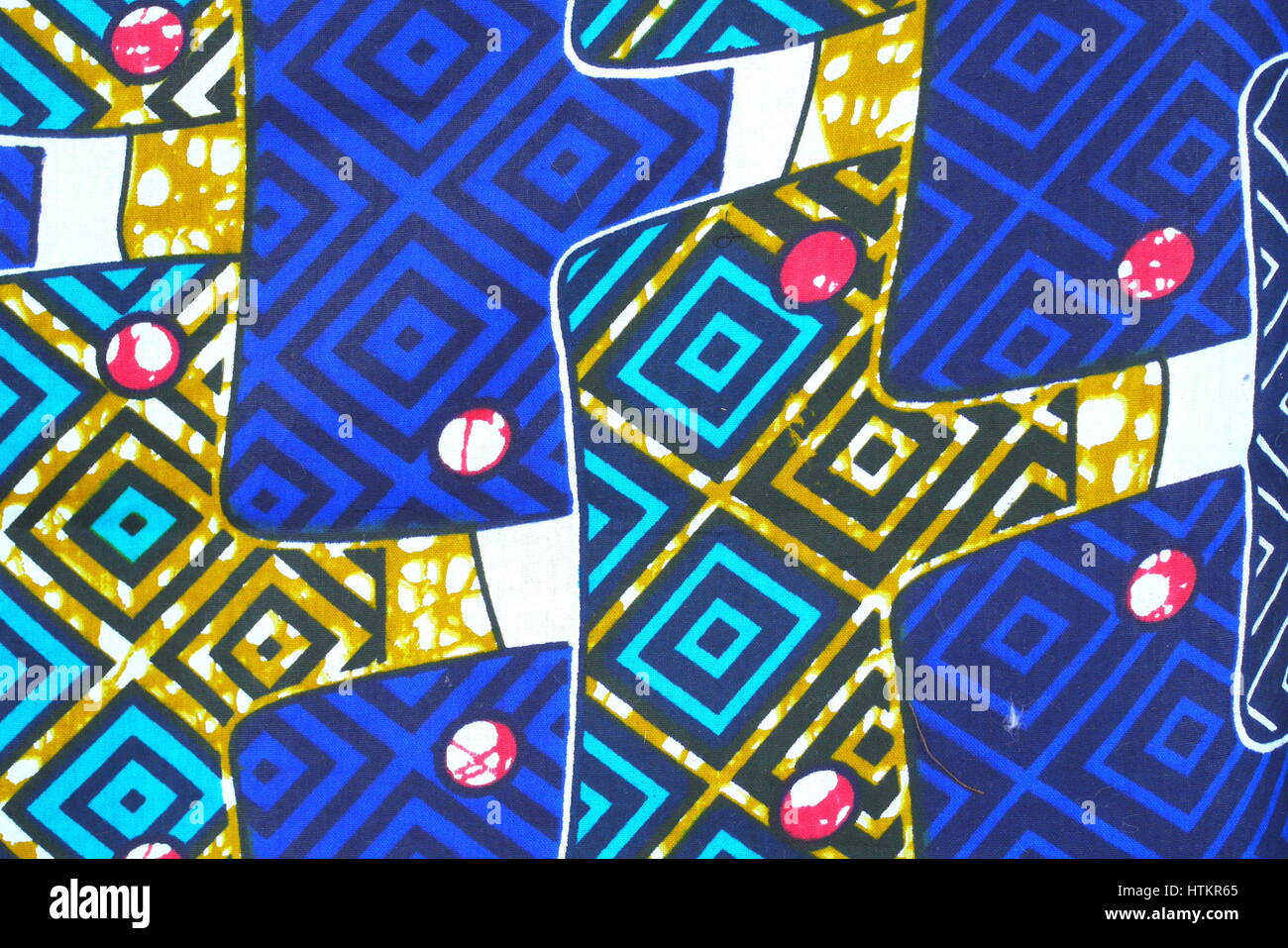 Tanzania kitenge modellato di tessuto, la stampa è eseguita tramite una tradizionale tecnica di batik. Foto Stock