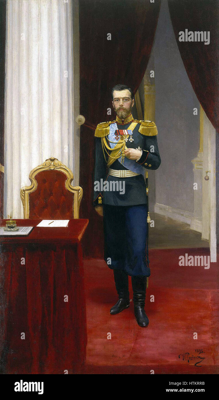 Ritratto di Nikolai II di Russia di I.Repin 1895 Foto Stock