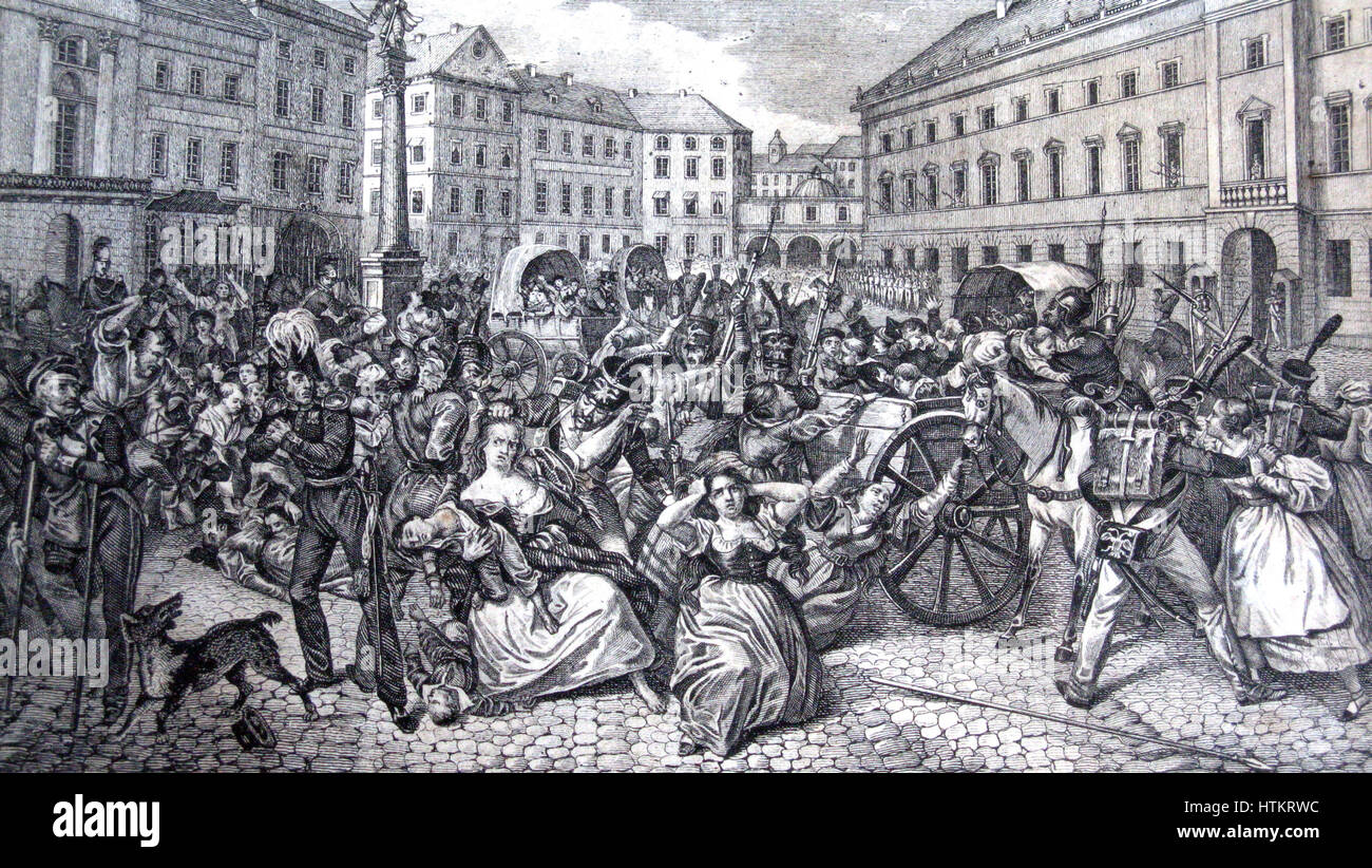 Soldati russi la cattura di bambini polacchi a Varsavia 1831 Foto Stock